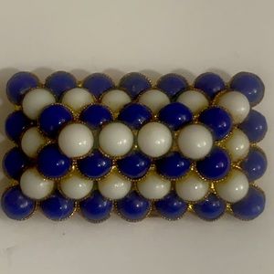 Signed Czechoslovakian Glass Cobochon Brooch